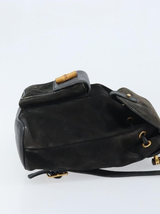 GUCCI Bamboo Backpack Suede Black Gold 003 1956 0030 Auth th6639 main image 16